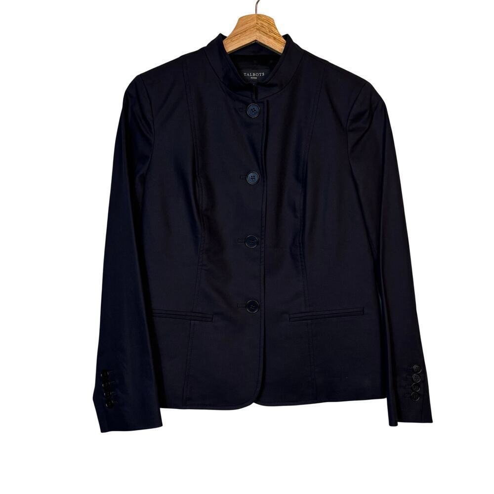 Talbots Coated Button Front Closure Blazer Jacket Size 6P Academia Career NWT - Picture 2 of 9